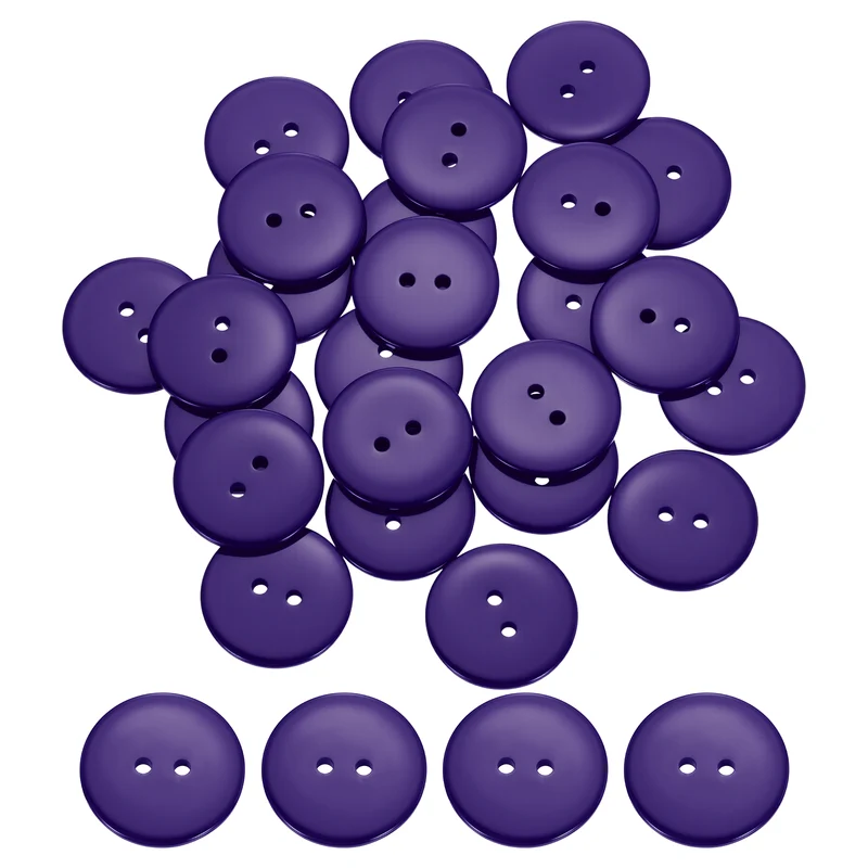 25 Pcs 25mm Resin Sewing Buttons, 2 Hole for Sewing Coats Shirts, Deep Purple