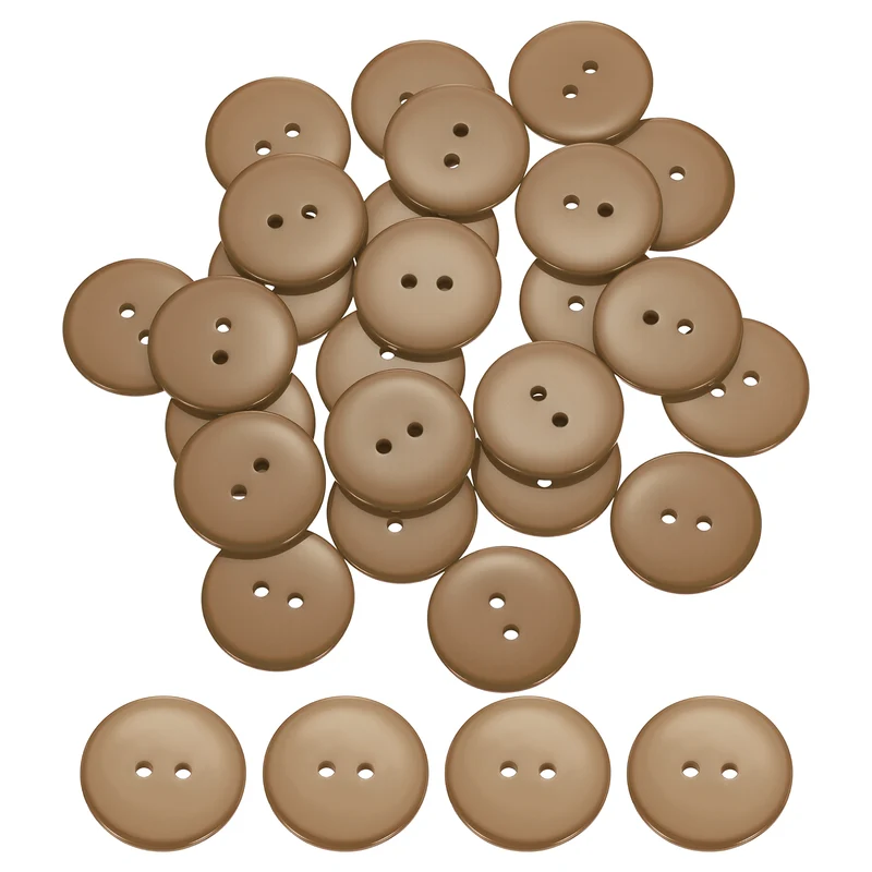 25 Pcs 25mm Resin Sewing Buttons, 2 Hole for Sewing Coats Shirts, Camel