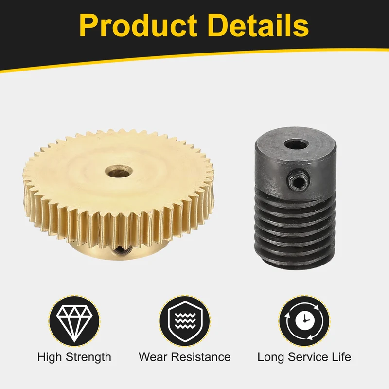 Worm Gear Set 0.5 Module 1:50 Reduction Rate(Gear-3mm Bore, Rod 3mm Bore)