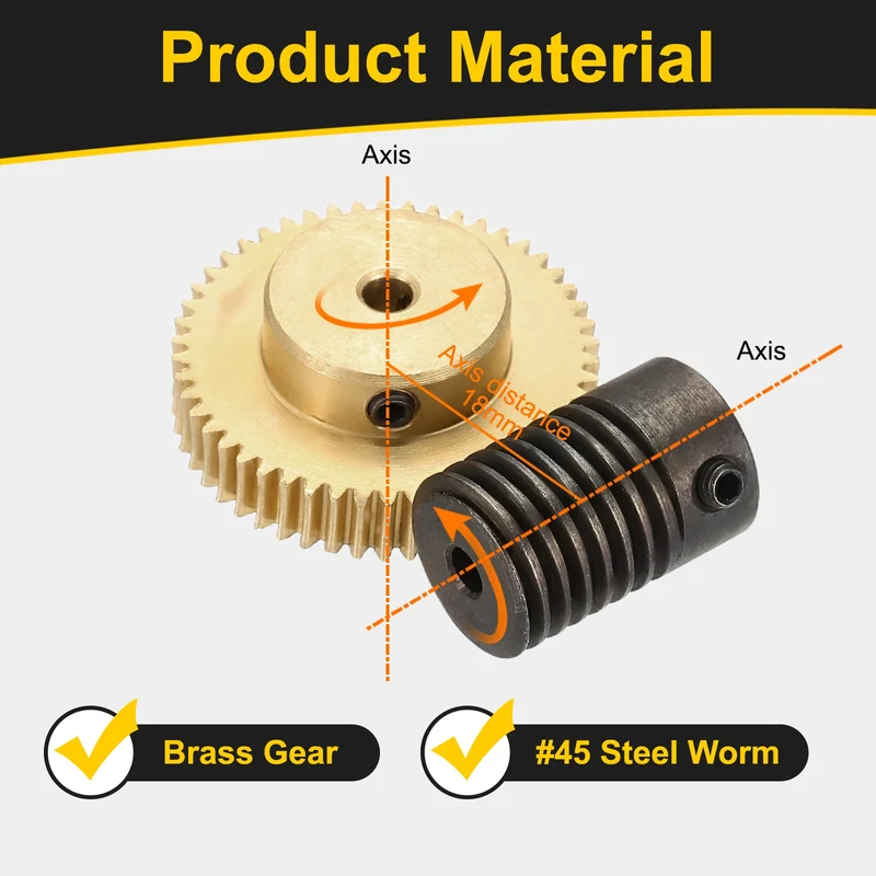 Worm Gear Set 0.5 Module 1:50 Reduction Rate(Gear-3mm Bore, Rod 3mm Bore)