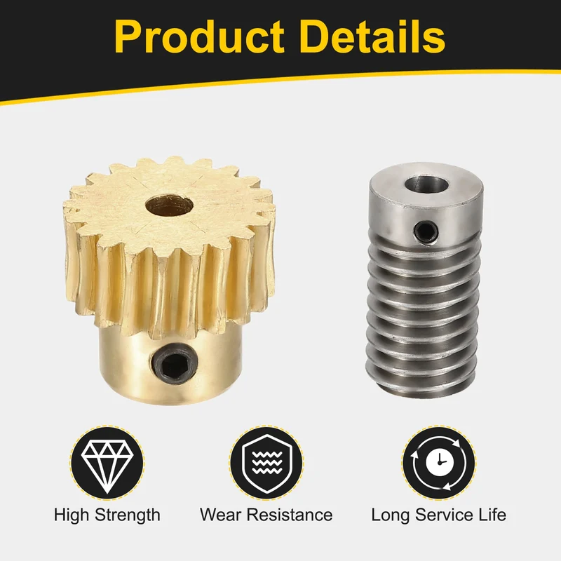 Worm Gear Set 0.8 Module 1:20 Reduction Rate(Gear-4mm Bore, Rod 6mm Bore)