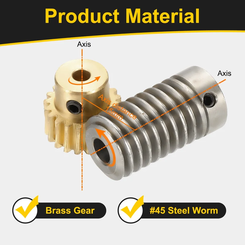 Worm Gear Set 0.8 Module 1:20 Reduction Rate(Gear-4mm Bore, Rod 6mm Bore)