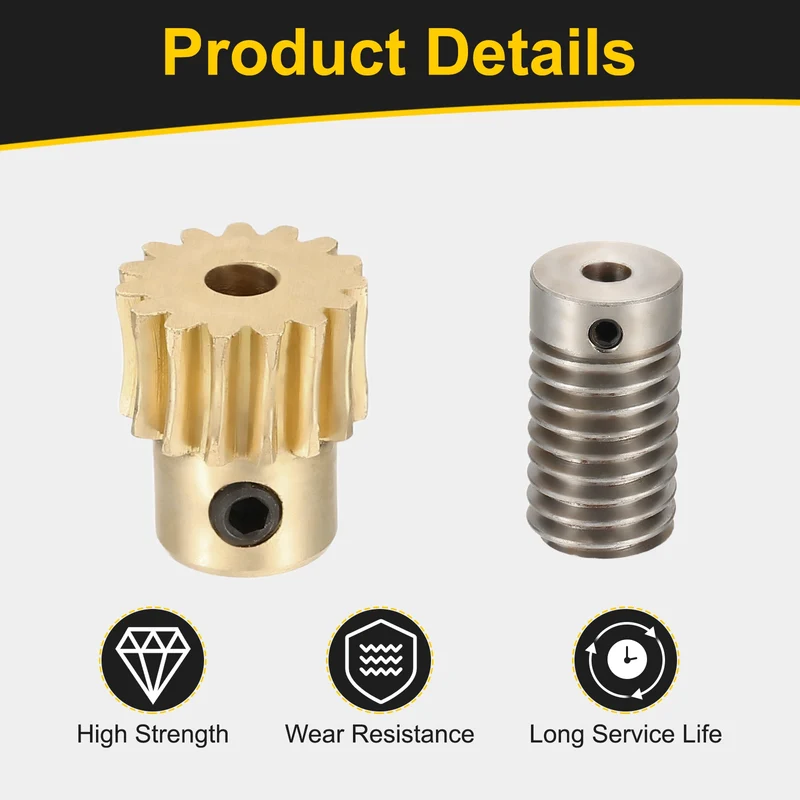 Worm Gear Set 0.8 Module 1:15 Reduction Rate(Gear-4mm Bore, Rod 5mm Bore)