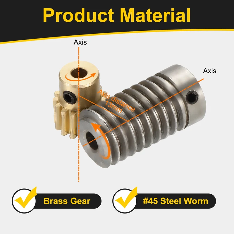 Worm Gear Set 0.8 Module 1:15 Reduction Rate(Gear-4mm Bore, Rod 5mm Bore)