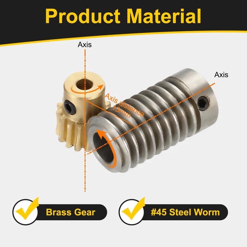 Worm Gear Set 0.8 Module 1:15 Reduction Rate(Gear-4mm Bore, Rod 8mm Bore)
