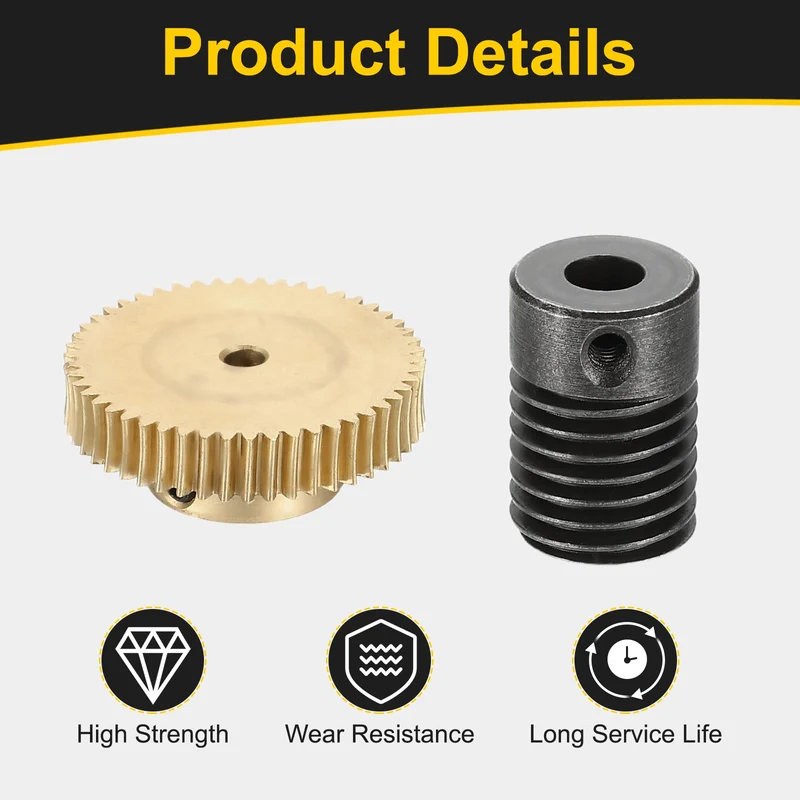 Worm Gear Set 0.5 Module 1:50 Reduction Rate(Gear-3mm Bore, Rod 5mm Bore)