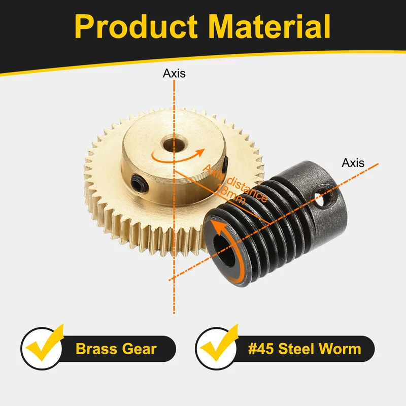 Worm Gear Set 0.5 Module 1:50 Reduction Rate(Gear-3mm Bore, Rod 5mm Bore)