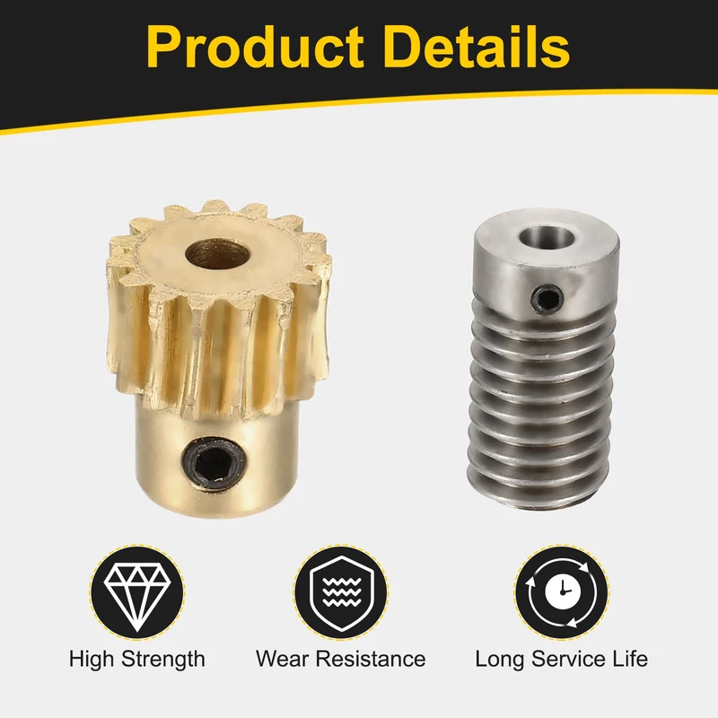 Worm Gear Set 0.8 Module 1:15 Reduction Rate(Gear-4mm Bore, Rod 6mm Bore)