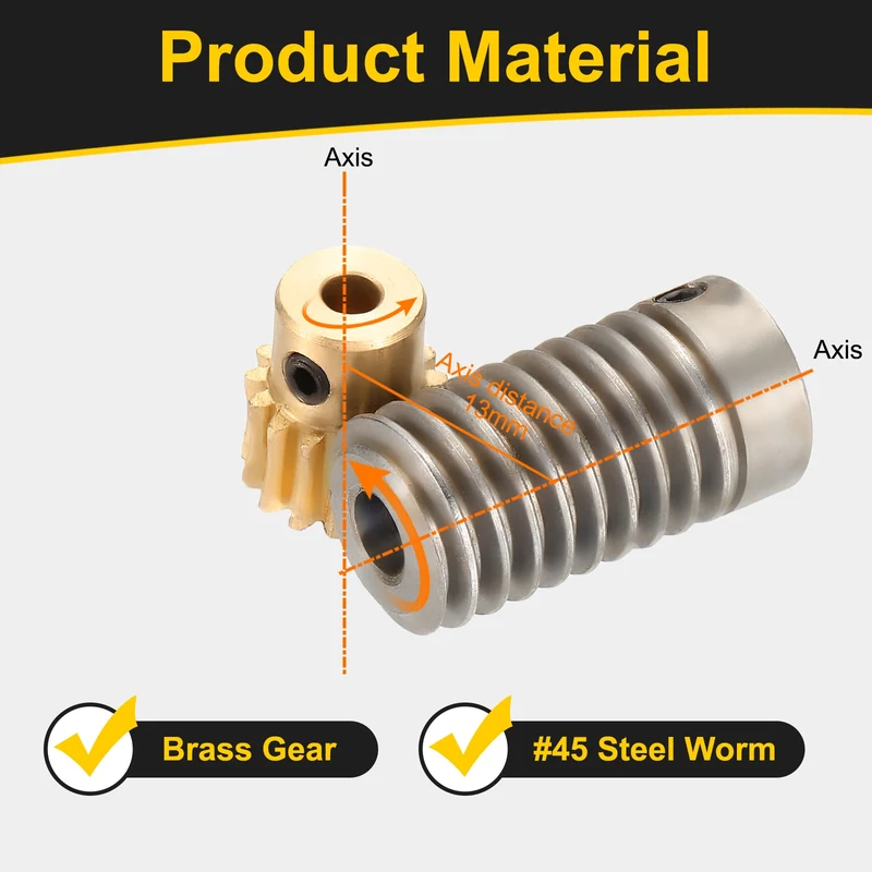Worm Gear Set 0.8 Module 1:15 Reduction Rate(Gear-4mm Bore, Rod 6mm Bore)