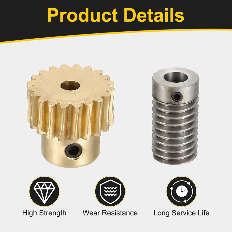Worm Gear Set 0.8 Module 1:20 Reduction Rate(Gear-4mm Bore, Rod 8mm Bore)