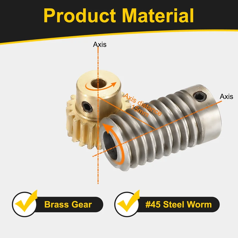 Worm Gear Set 0.8 Module 1:20 Reduction Rate(Gear-4mm Bore, Rod 8mm Bore)