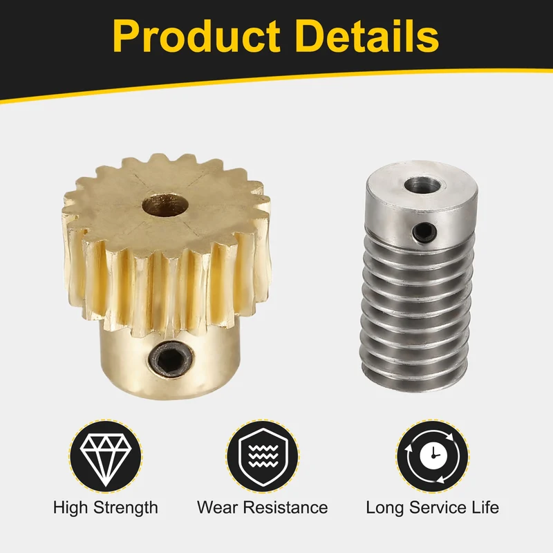 Worm Gear Set 0.8 Module 1:20 Reduction Rate(Gear-4mm Bore, Rod 5mm Bore)