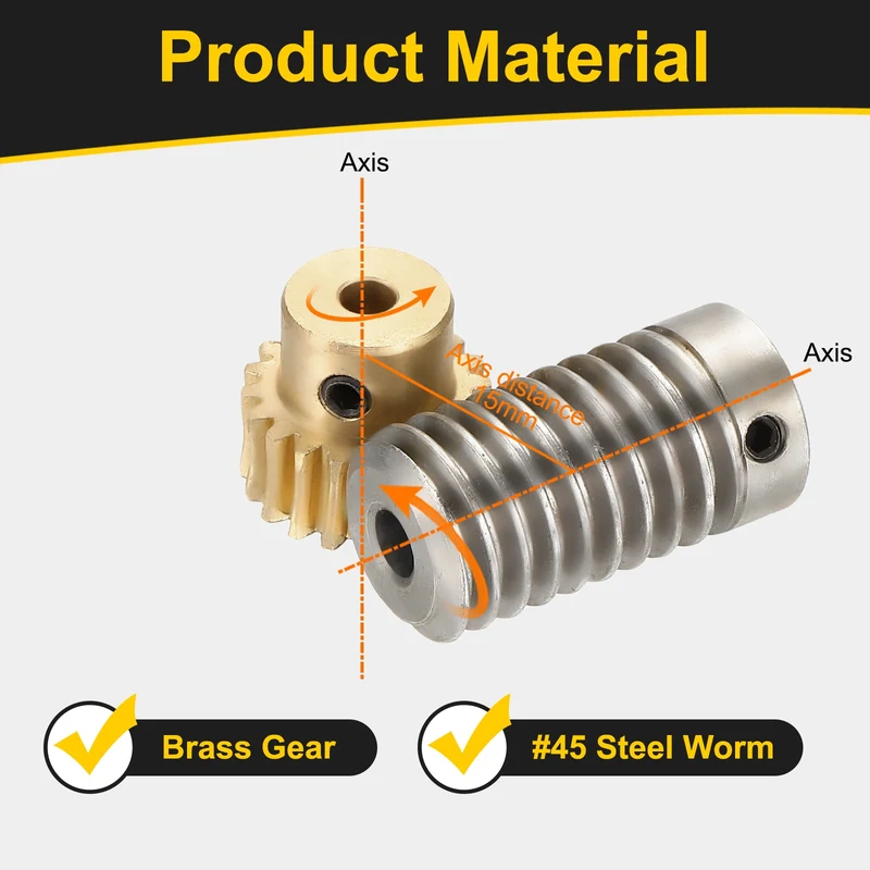 Worm Gear Set 0.8 Module 1:20 Reduction Rate(Gear-4mm Bore, Rod 5mm Bore)