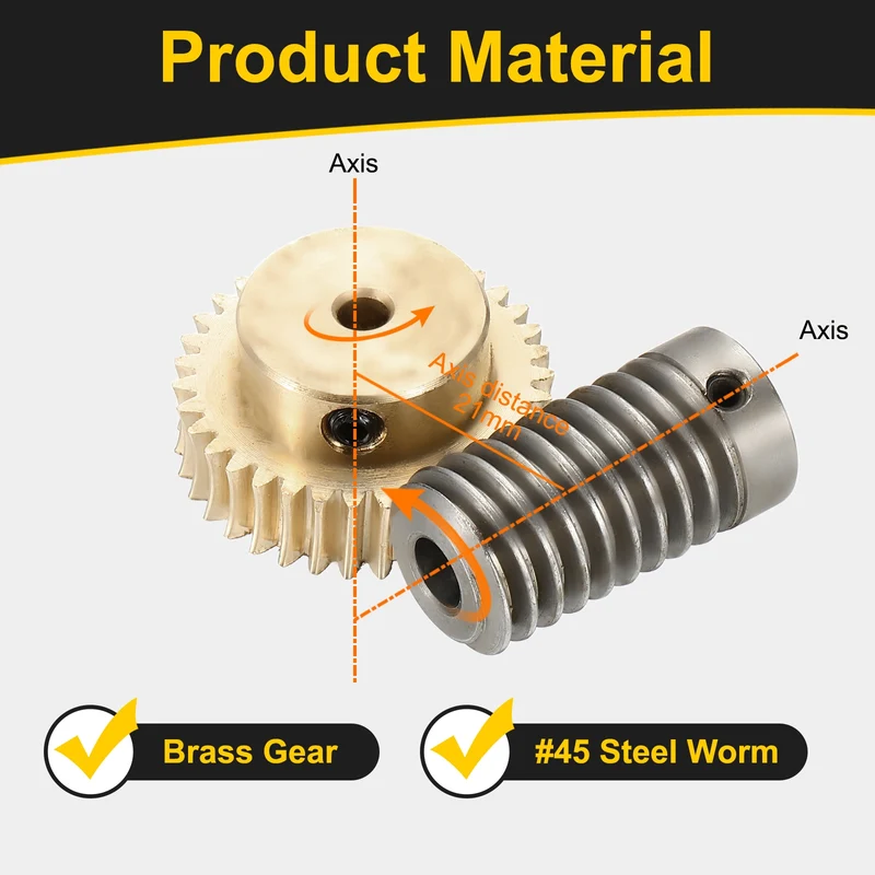 Worm Gear Set 0.8 Module 1:35 Reduction Rate(Gear-4mm Bore, Rod 6mm Bore)