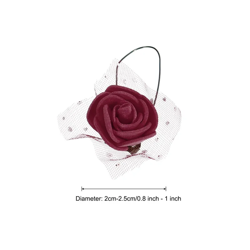 Artificial Rose Flower Heads, Dark Red Mini Faux Flowers 0.8 Inch-1 Inch 72Pcs