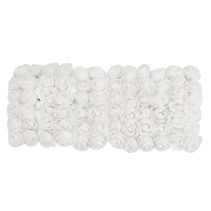 Artificial Rose Flower Heads, White Mini Faux Flowers 0.8 Inch-1 Inch 72Pcs