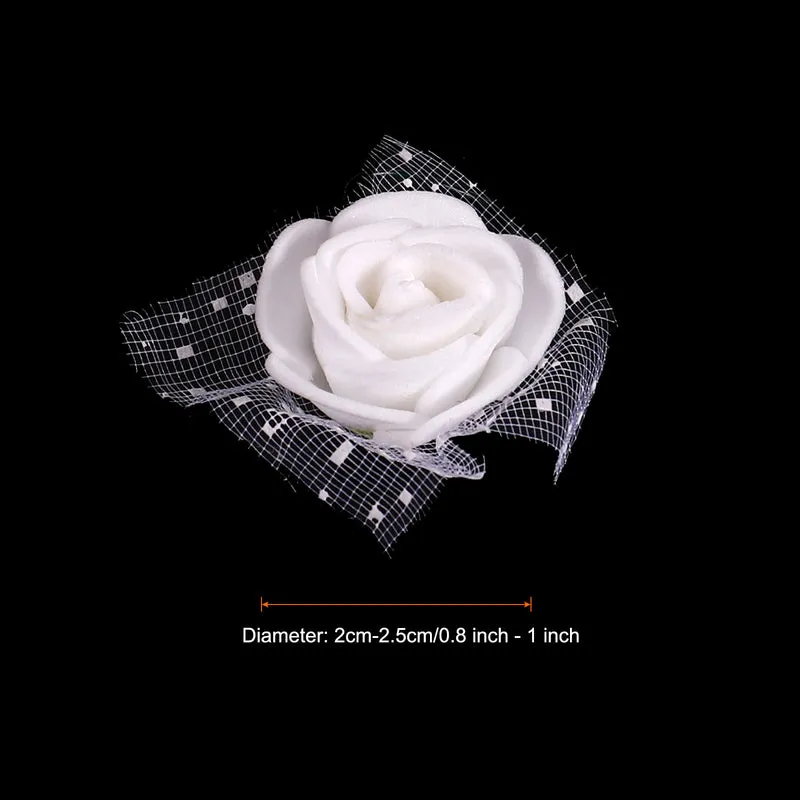 Artificial Rose Flower Heads, White Mini Faux Flowers 0.8 Inch-1 Inch 72Pcs
