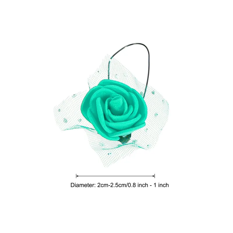 Artificial Rose Flower Heads, Lake Blue Mini Faux Flowers 0.8 Inch-1 Inch 72Pcs