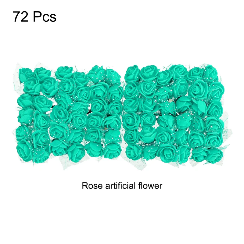 Artificial Rose Flower Heads, Lake Blue Mini Faux Flowers 0.8 Inch-1 Inch 72Pcs