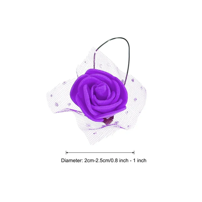 Artificial Rose Flower Heads, Purple Mini Faux Flowers 0.8 Inch-1 Inch 72Pcs