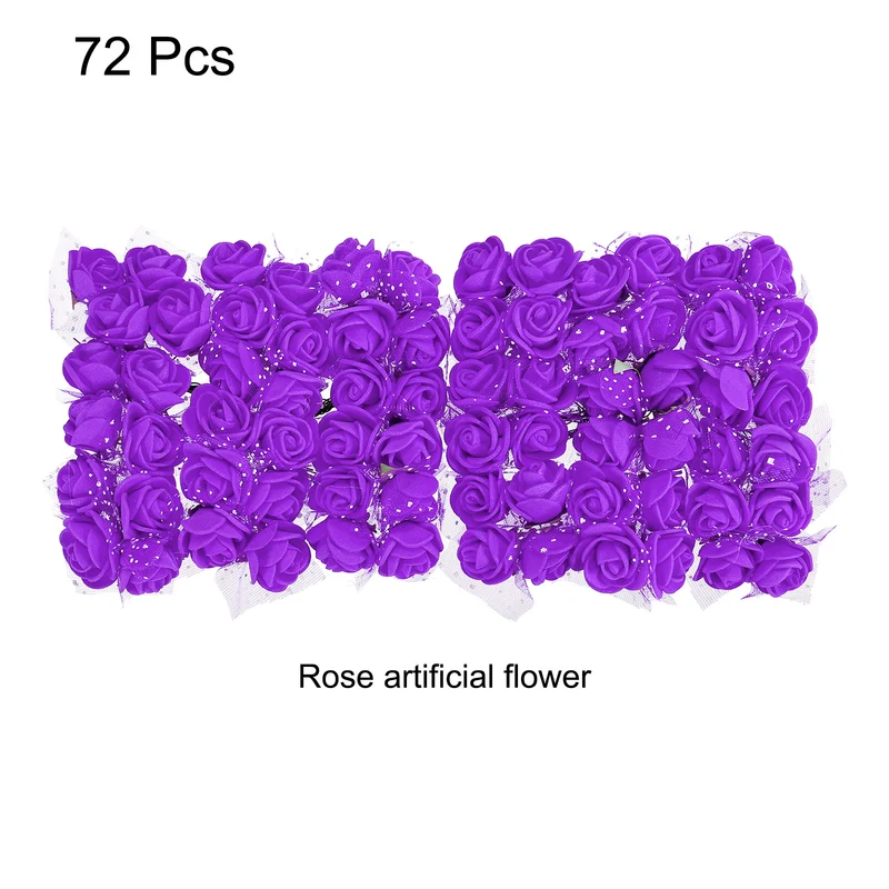 Artificial Rose Flower Heads, Purple Mini Faux Flowers 0.8 Inch-1 Inch 72Pcs