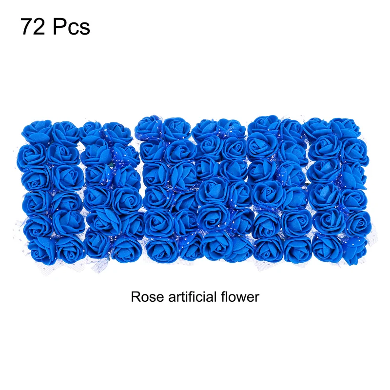 Artificial Rose Flower Heads, Bright Blue Mini Flowers 0.8 Inch-1 Inch 72Pcs