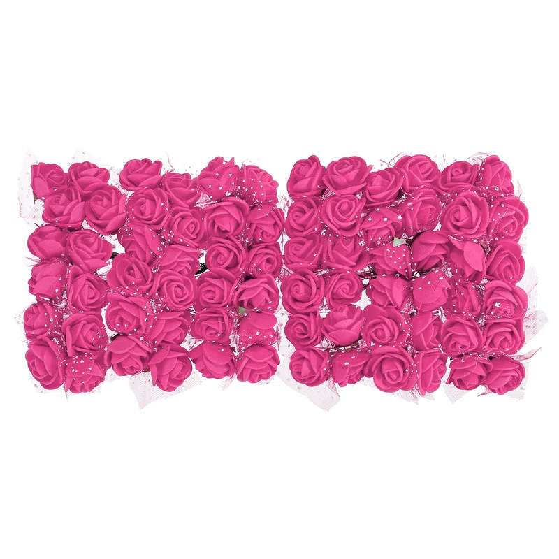 Artificial Rose Flower Heads, Rose Red Mini Faux Flowers 0.8 Inch-1 Inch 72Pcs
