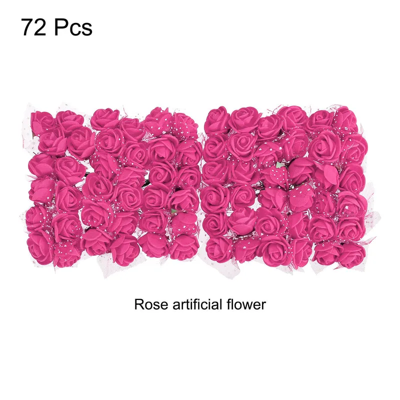 Artificial Rose Flower Heads, Rose Red Mini Faux Flowers 0.8 Inch-1 Inch 72Pcs