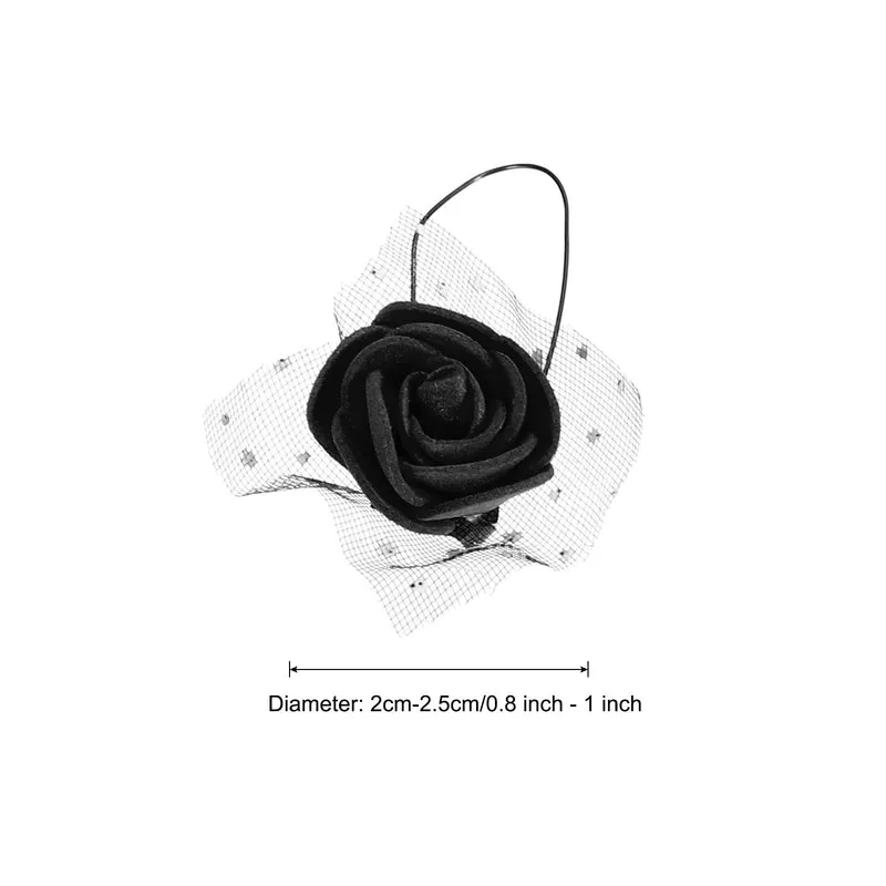 Artificial Rose Flower Heads, Black Mini Faux Flowers 0.8 Inch-1 Inch 72Pcs