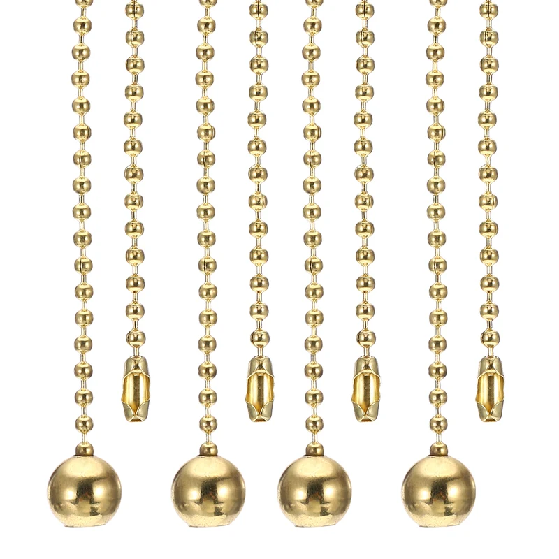 4 Pcs 1M Ceiling Fan Light Beaded Pull Chain with Ball Pendant, Gold Tone