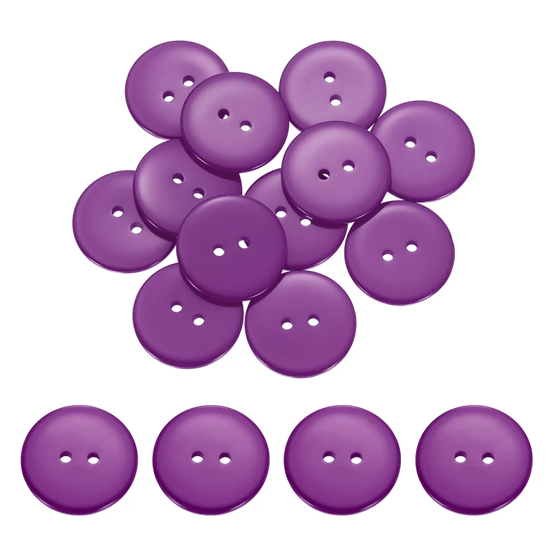 16 Pcs 28mm Resin Sewing Buttons, 2 Hole for Sewing Coats Shirts, Purple