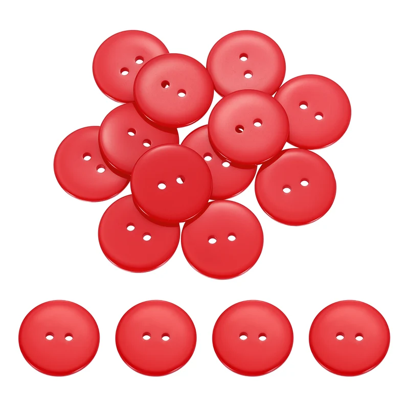 16 Pcs 28mm Resin Sewing Buttons, 2 Hole for Sewing Coats Shirts, Orange Red