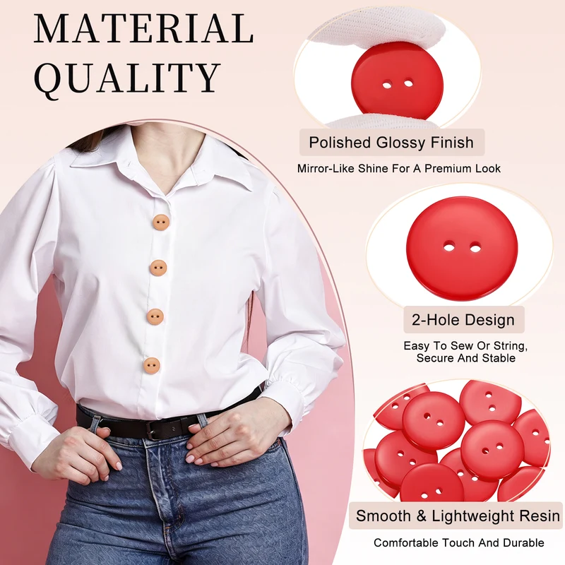 16 Pcs 28mm Resin Sewing Buttons, 2 Hole for Sewing Coats Shirts, Orange Red