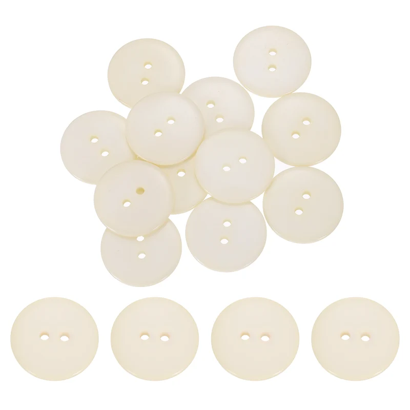 16 Pcs 25mm Resin Sewing Buttons, 2 Hole for Sewing Coats Shirts, Beige