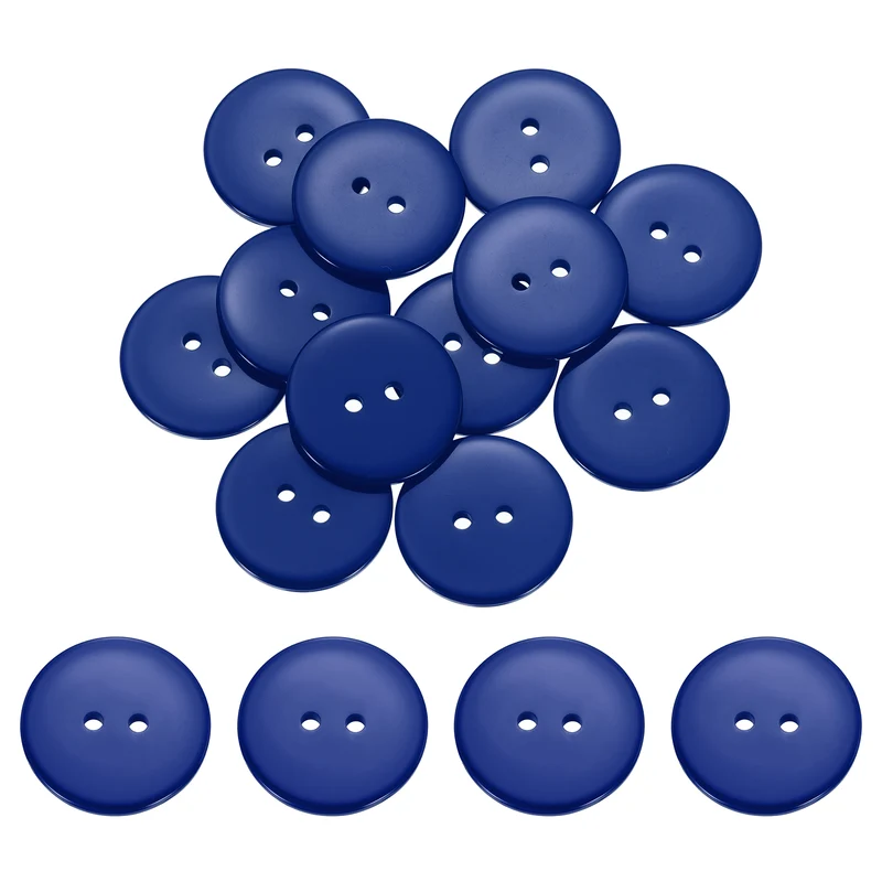16 Pcs 25mm Resin Sewing Buttons, 2 Hole for Sewing Coats Shirts, Deep Blue