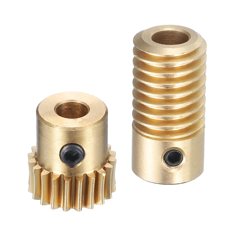 Worm Gear Set 5mm Wheel Shaft Brass 0.5M 20:1 Reduction Rate Drive Gear Box