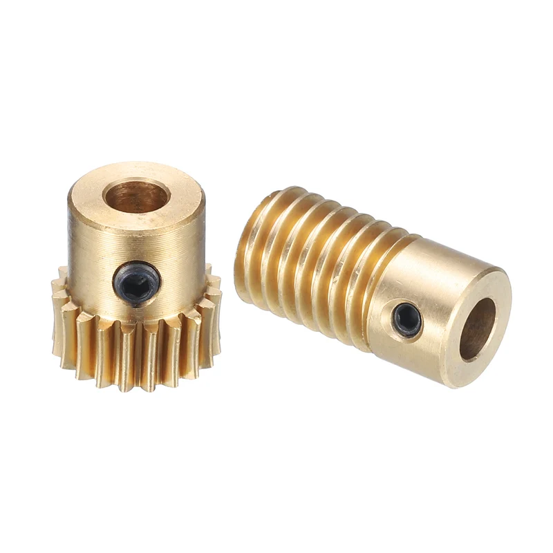 Worm Gear Set 5mm Wheel Shaft Brass 0.5M 20:1 Reduction Rate Drive Gear Box