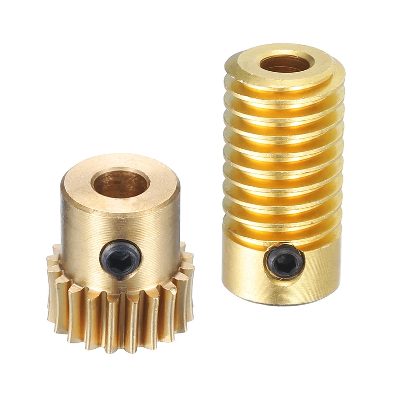 Worm Gear Set 4mm Wheel Shaft Brass 0.5M 20:1 Reduction Rate Drive Gear Box