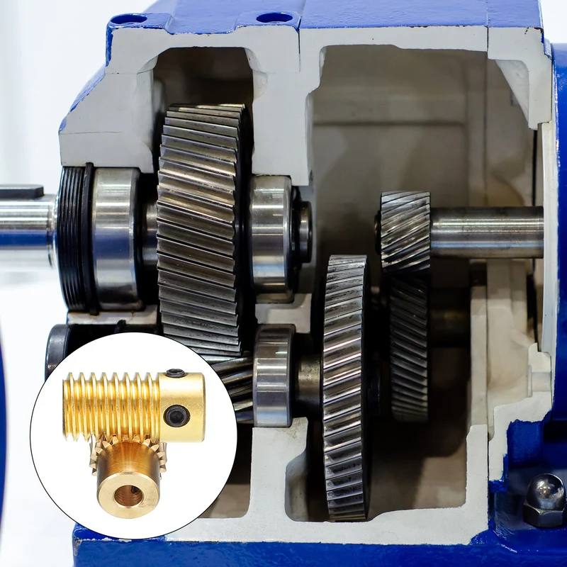 Worm Gear Set 4mm Wheel Shaft Brass 0.5M 20:1 Reduction Rate Drive Gear Box