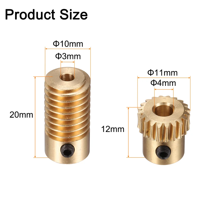 Worm Gear - 3mm Wheel Shaft Brass 0.5M 20:1 Reduction Rate Drive Gear Box