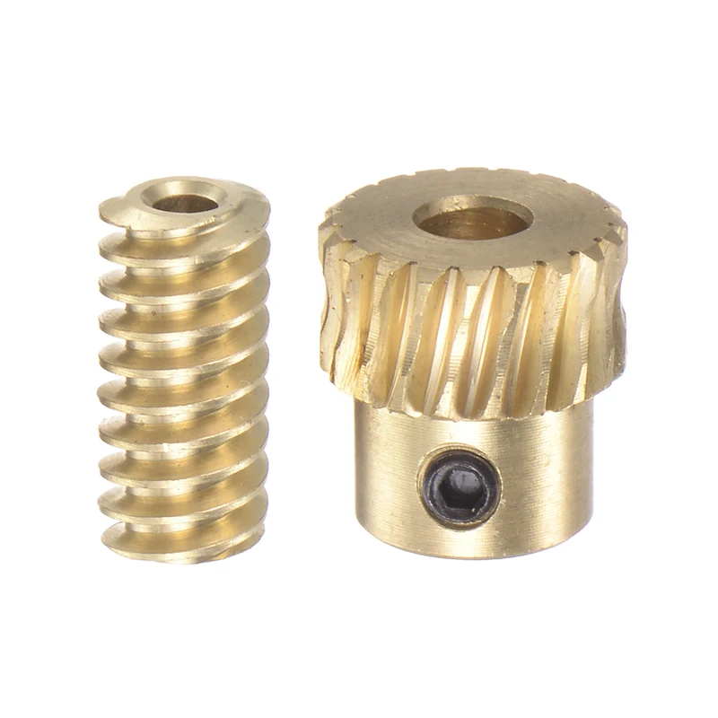 Brass Worm Gear Set Wheel 0.5 Modulus 20:1 3mm Hole Drive Gear Box Shaft