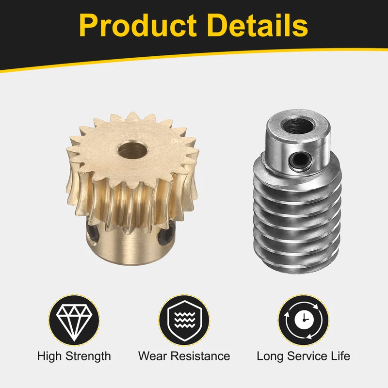 Worm Gear Set 1 Module 20:1 Reduction Rate(Gear-5mm Bore, Rod 6mm Bore)