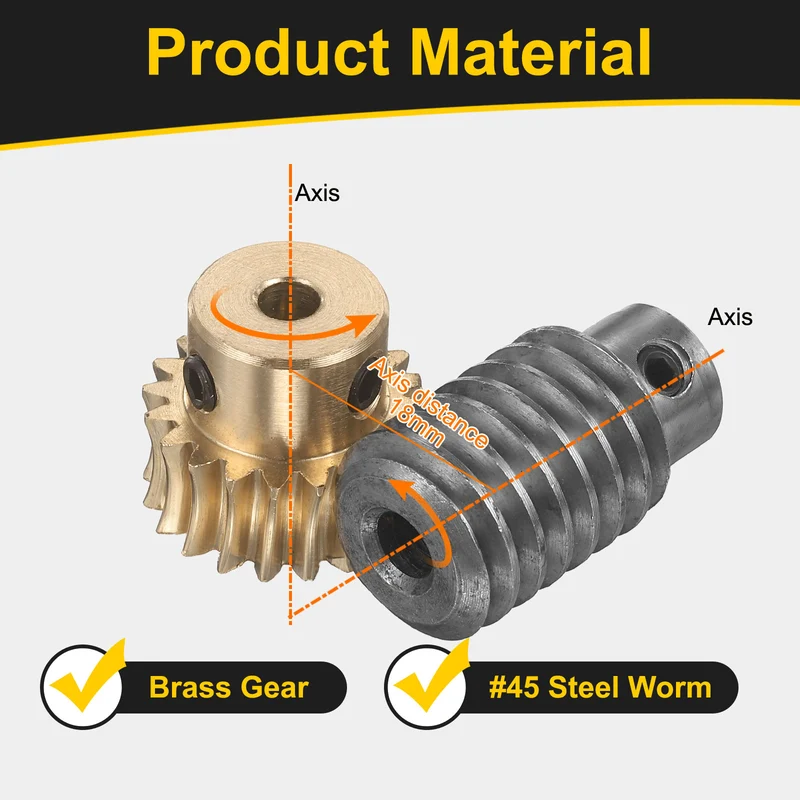 Worm Gear Set 1 Module 20:1 Reduction Rate(Gear-5mm Bore, Rod 6mm Bore)