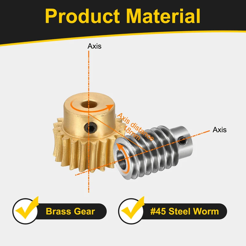 Worm Gear Set 1 Module 20:1 Reduction Rate(Gear-5mm Bore, Rod 5mm Bore)
