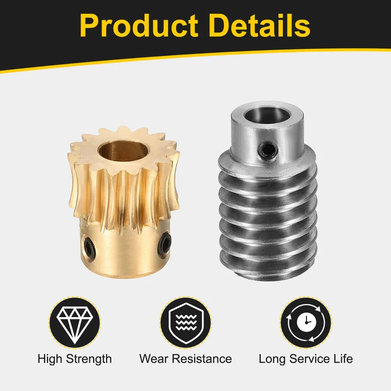 Worm Gear Set 1 Module 15:1 Reduction Rate Gear-8mm Bore Rod 8mm Bore