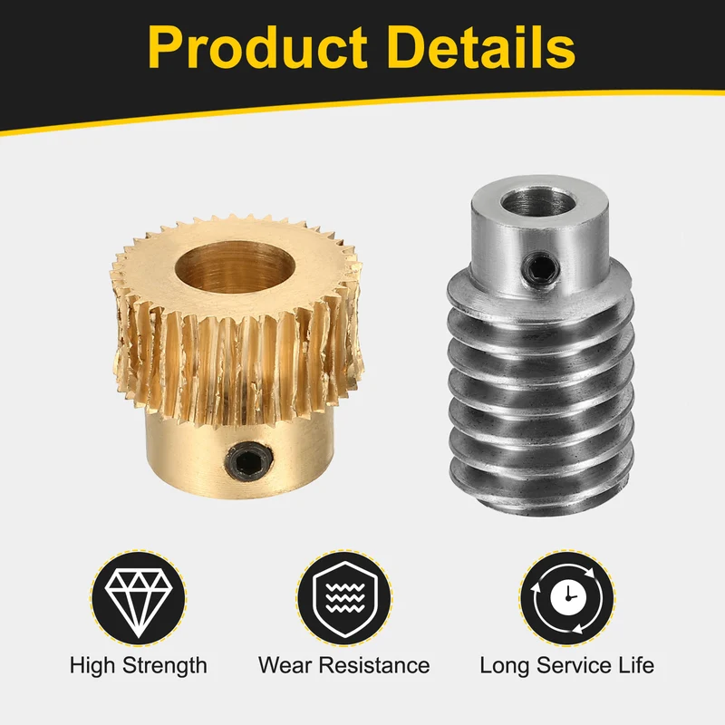 Worm Gear Set 1 Module 20:1 Reduction Rate(Gear-10mm Bore, Rod 5mm Bore)