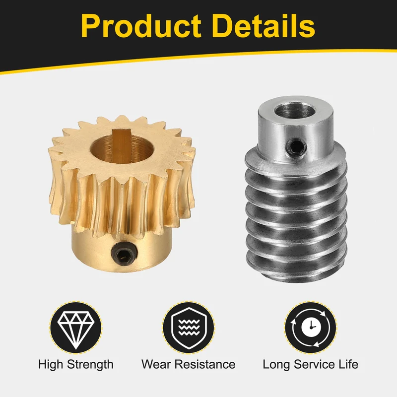 Worm Gear Set, 1 Module 20:1 Reduction Rate(Gear-10mm Bore, Rod 5mm Bore)