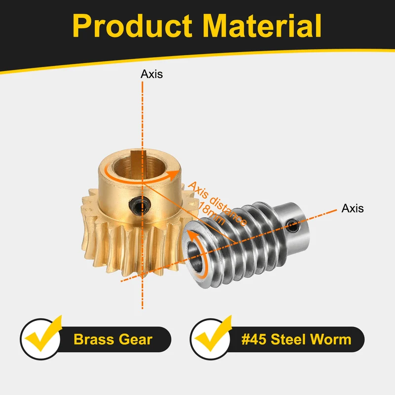 Worm Gear Set, 1 Module 20:1 Reduction Rate(Gear-10mm Bore, Rod 5mm Bore)