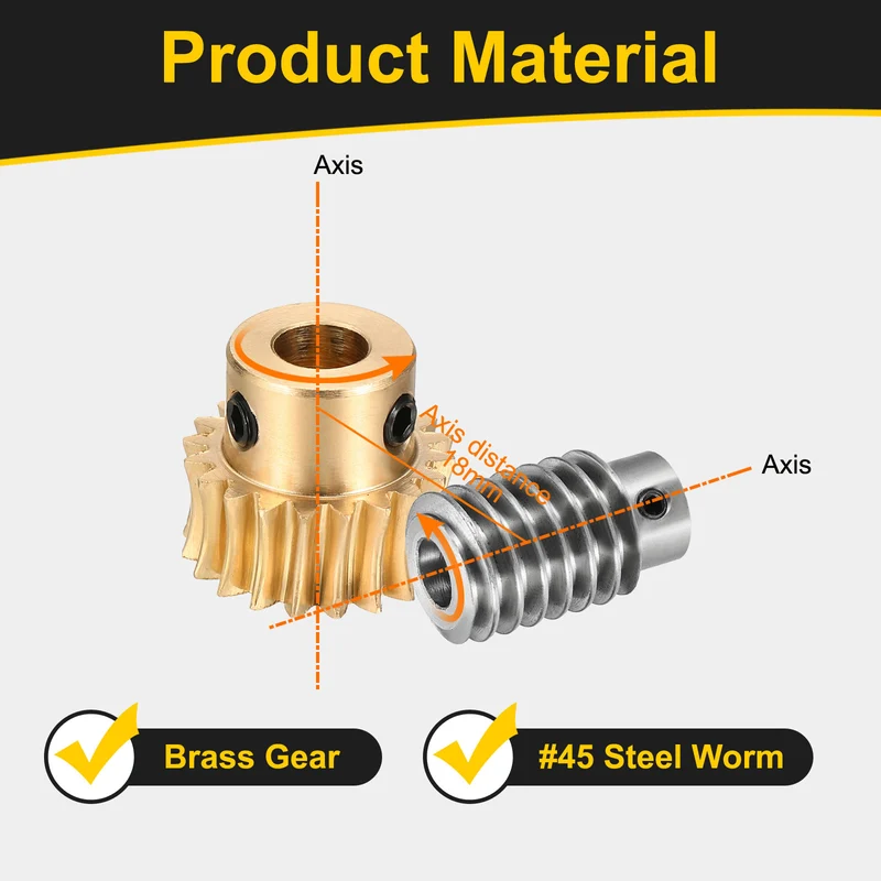 Worm Gear Set 1 Module 20:1 Reduction Rate(Gear-8mm Bore, Rod 5mm Bore)