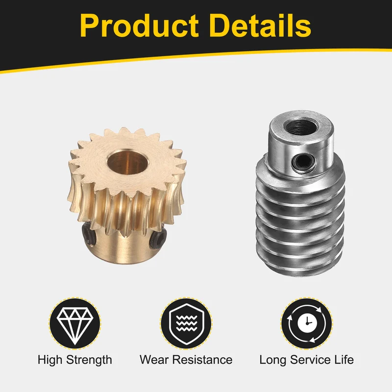 Worm Gear Set 1 Module 20:1 Reduction Rate(Gear-8mm Bore, Rod 6mm Bore)